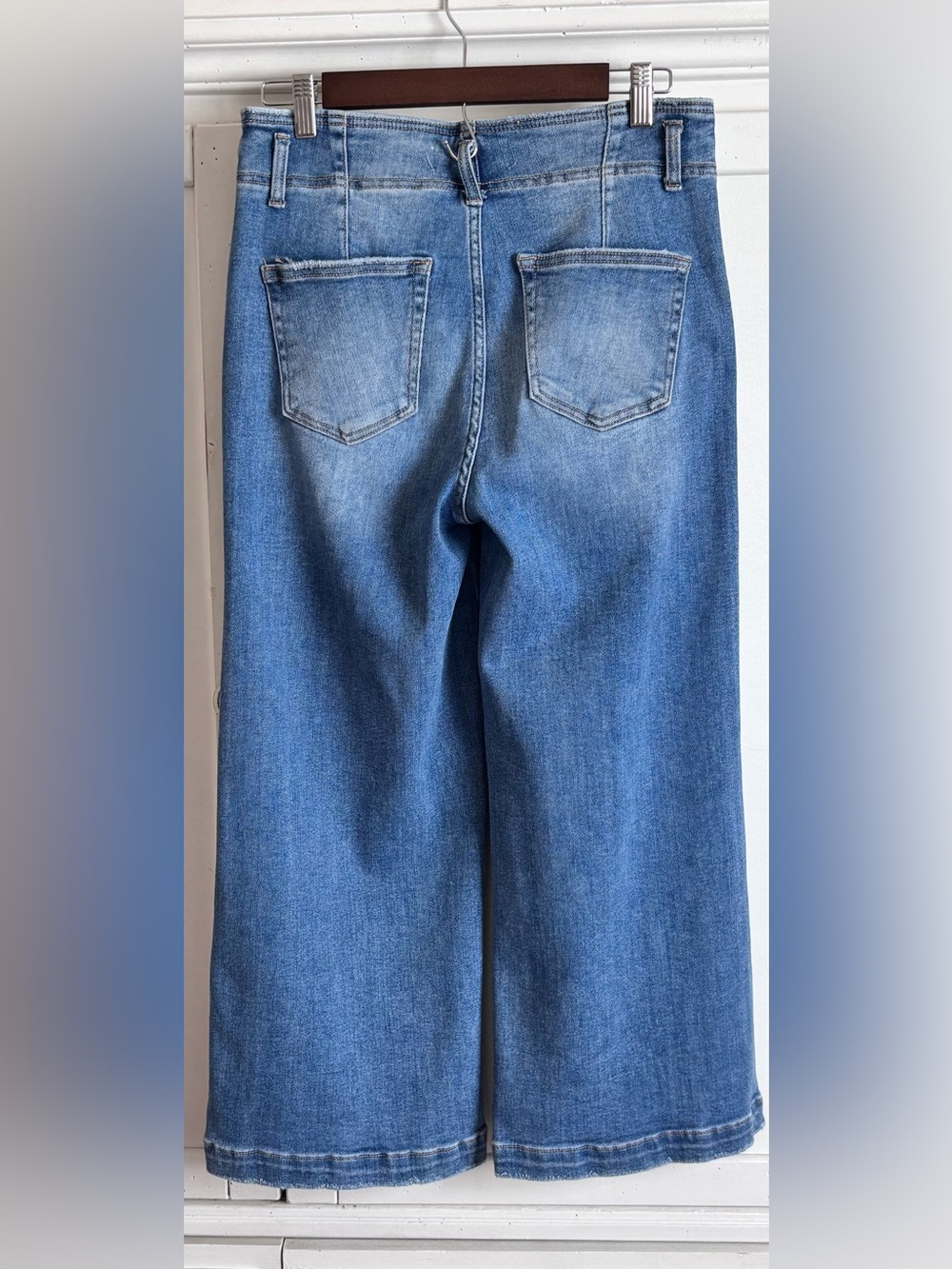 Risen High Rise Cropped Wide Leg Flare Jeans Medium Wash Size 9/29 - Picture 7 of 15